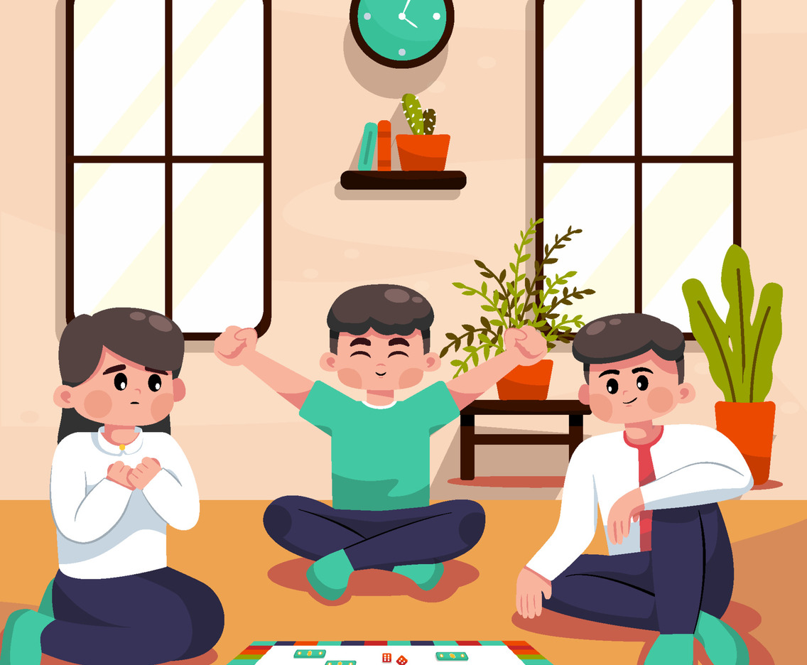 Kids Playing Board Game
