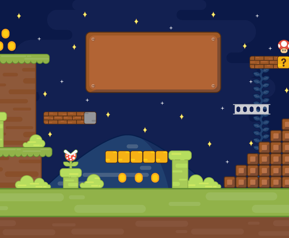 Arcade Old Game Castle Scene Background in Flat Style