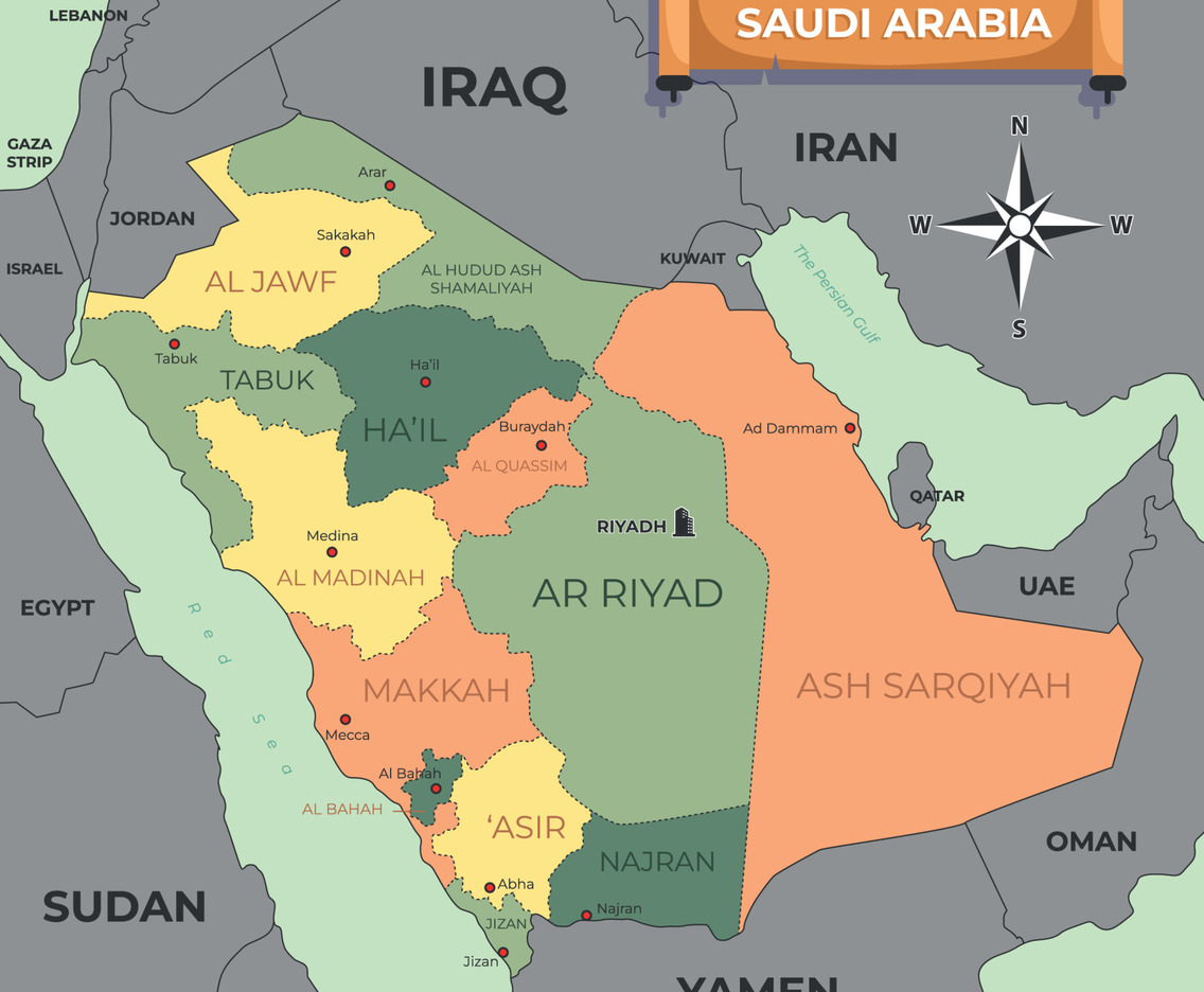 Country Map of Saudi Arabia