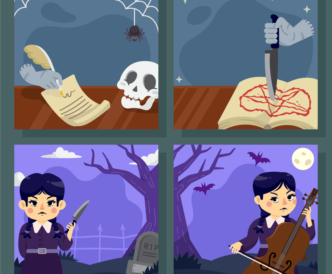 Set of Social Media Posts of Gothic Girl