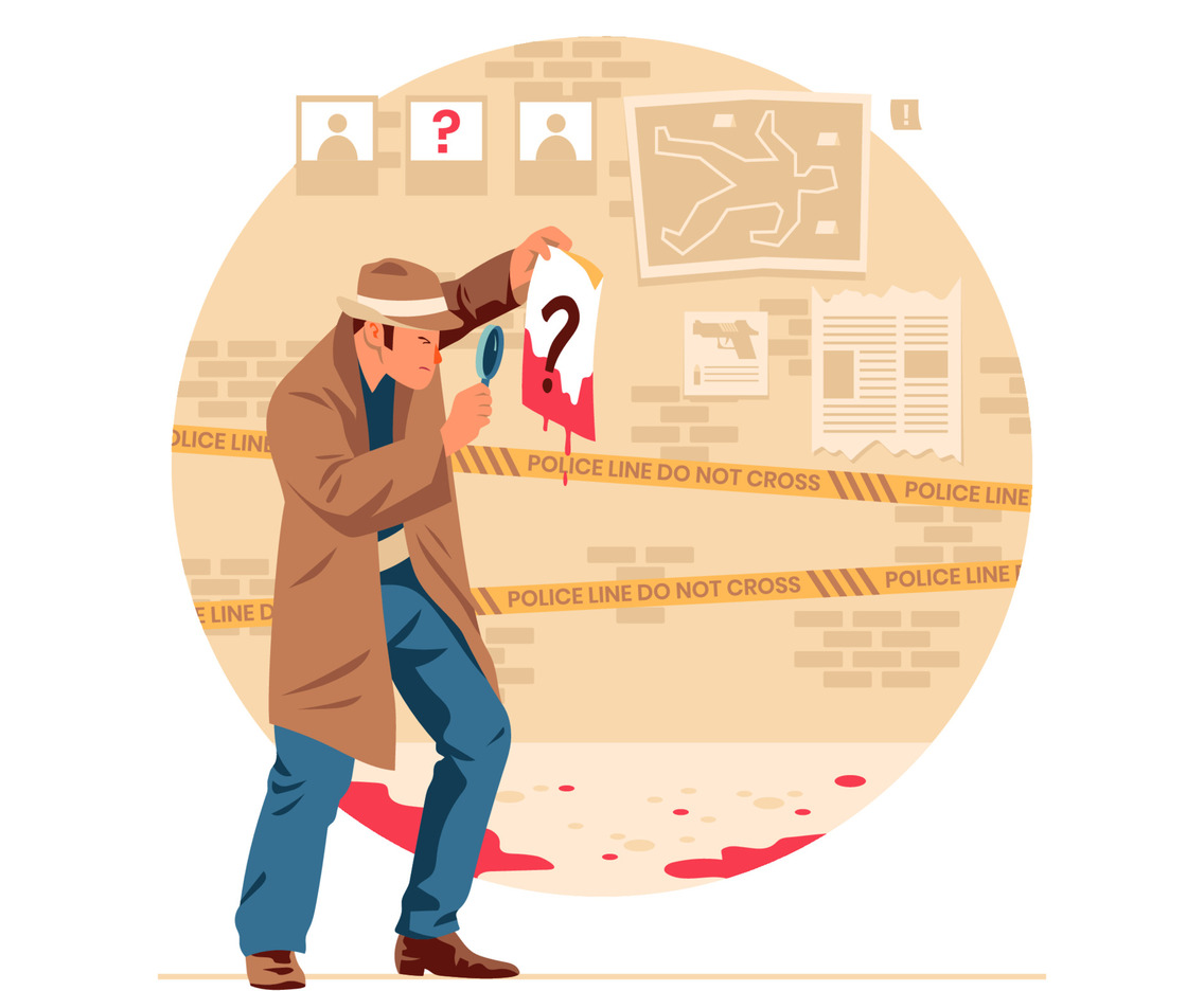 Smart Detective Look through Magnifying Glass