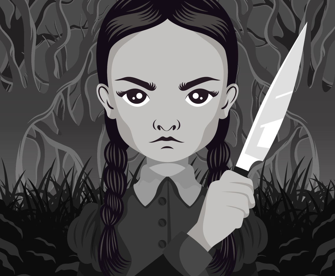 Scary Girl In the Middle Of Spooky Forest