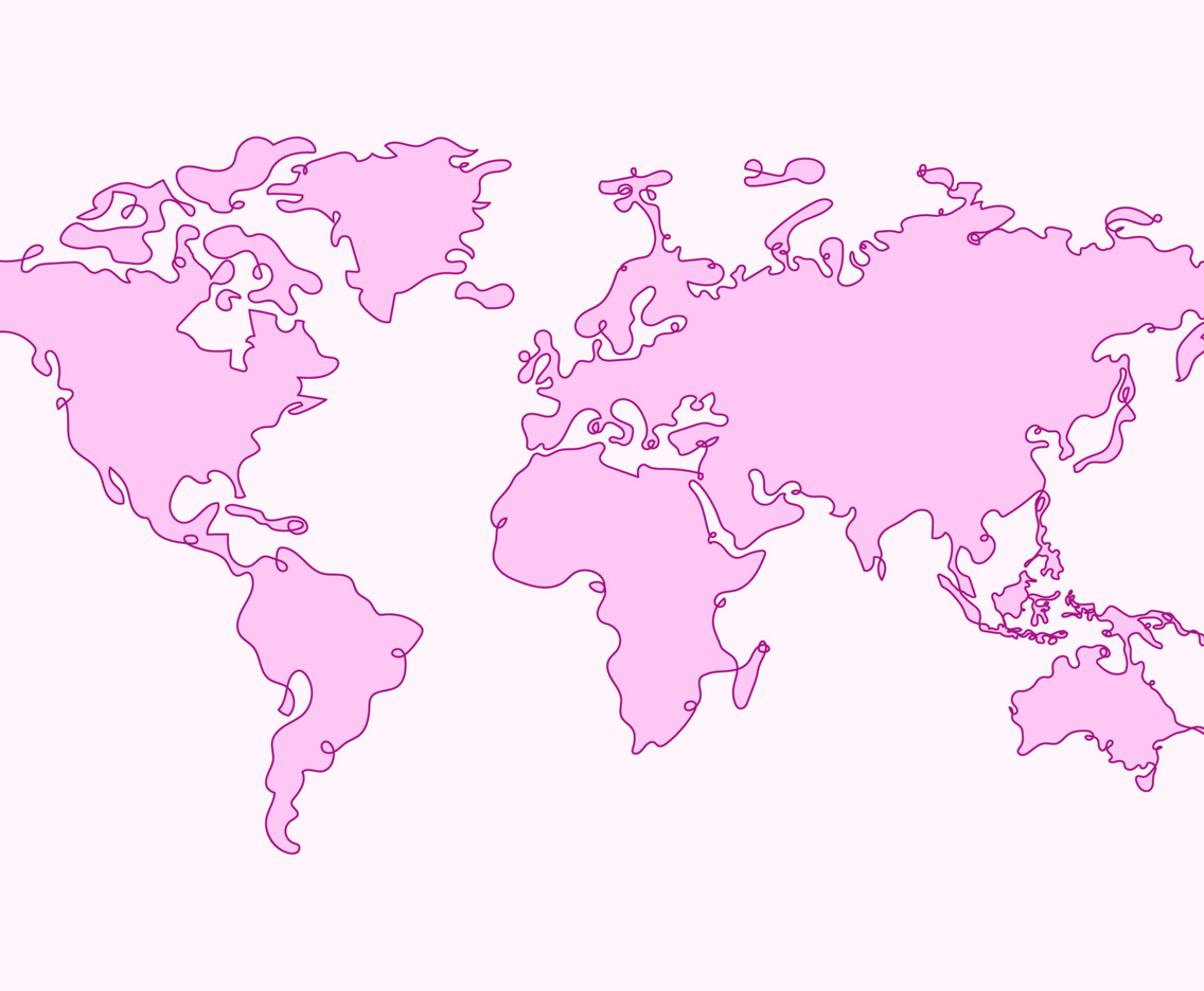 World Map Outline in One Stroke Art