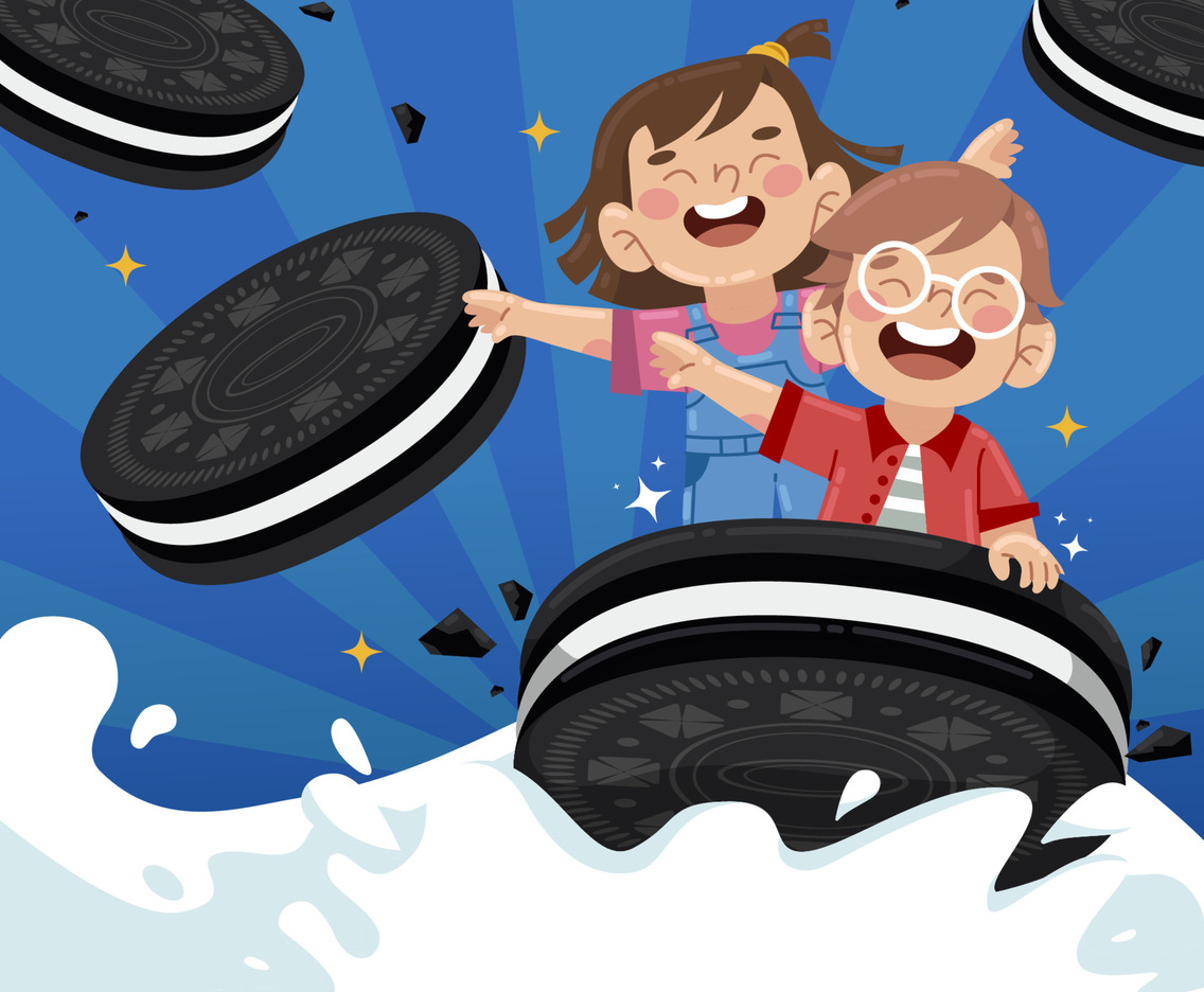 Happy Kids with Their Favourite Biscuits