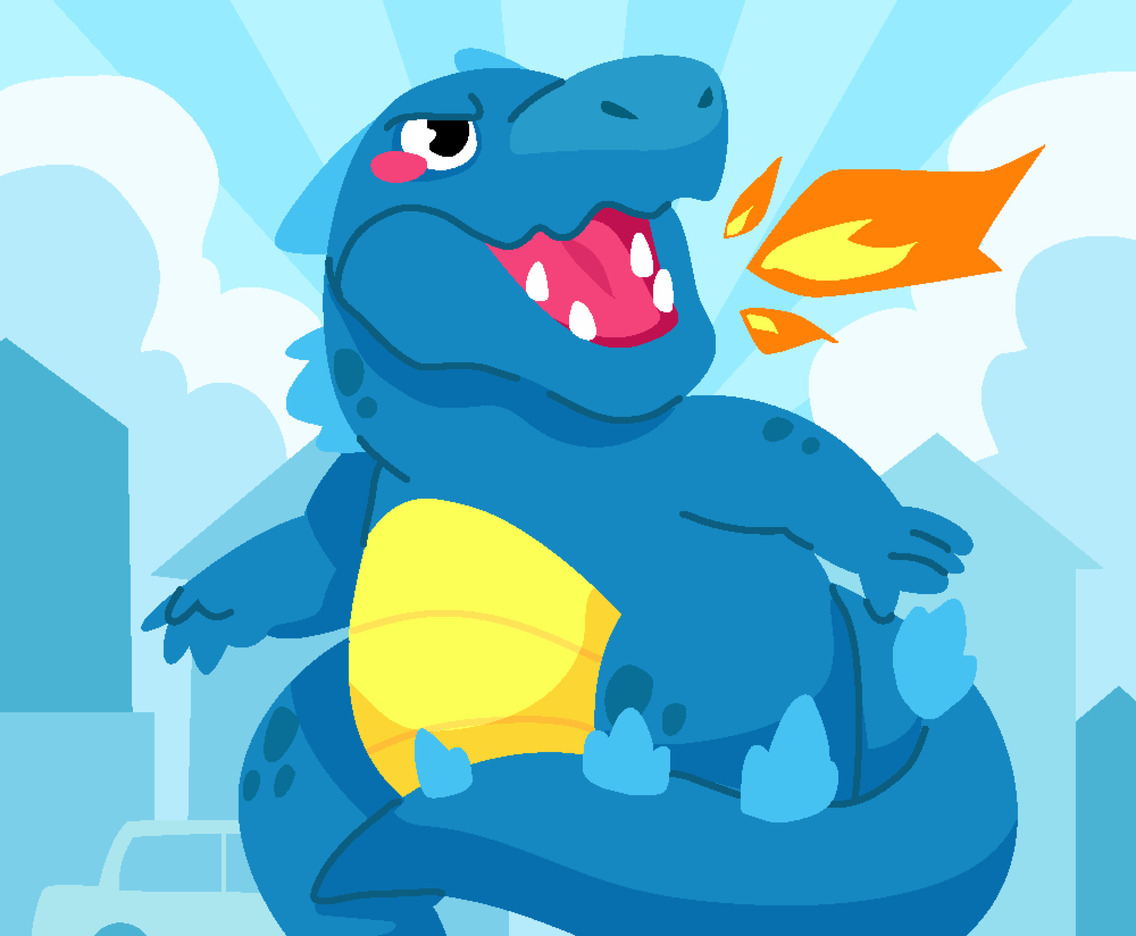 Cute Dinosaurus Breathing Fire