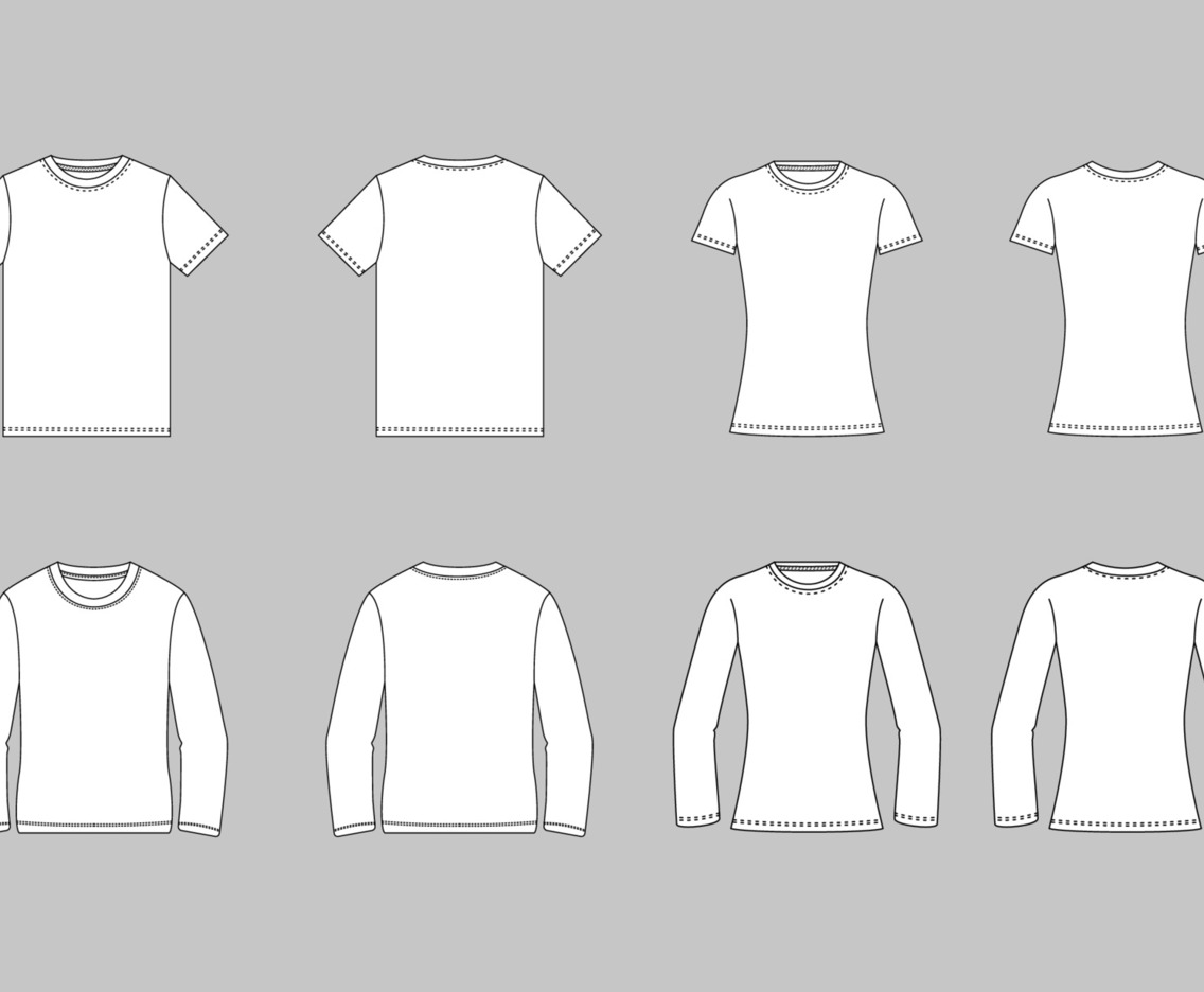 Male and Female White Outline T-shirt Mockup