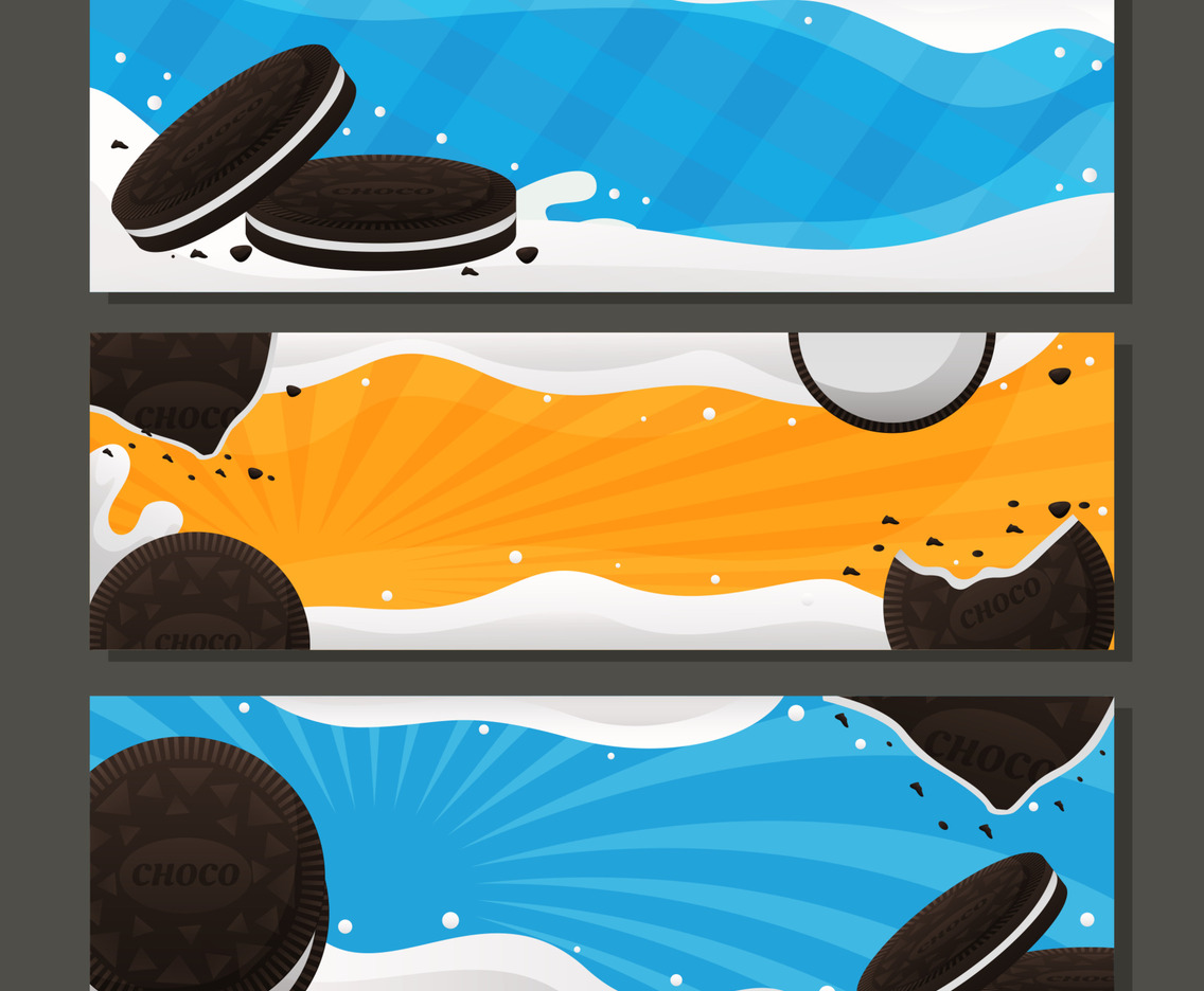 Cookies and Milk Horizontal Banner Set