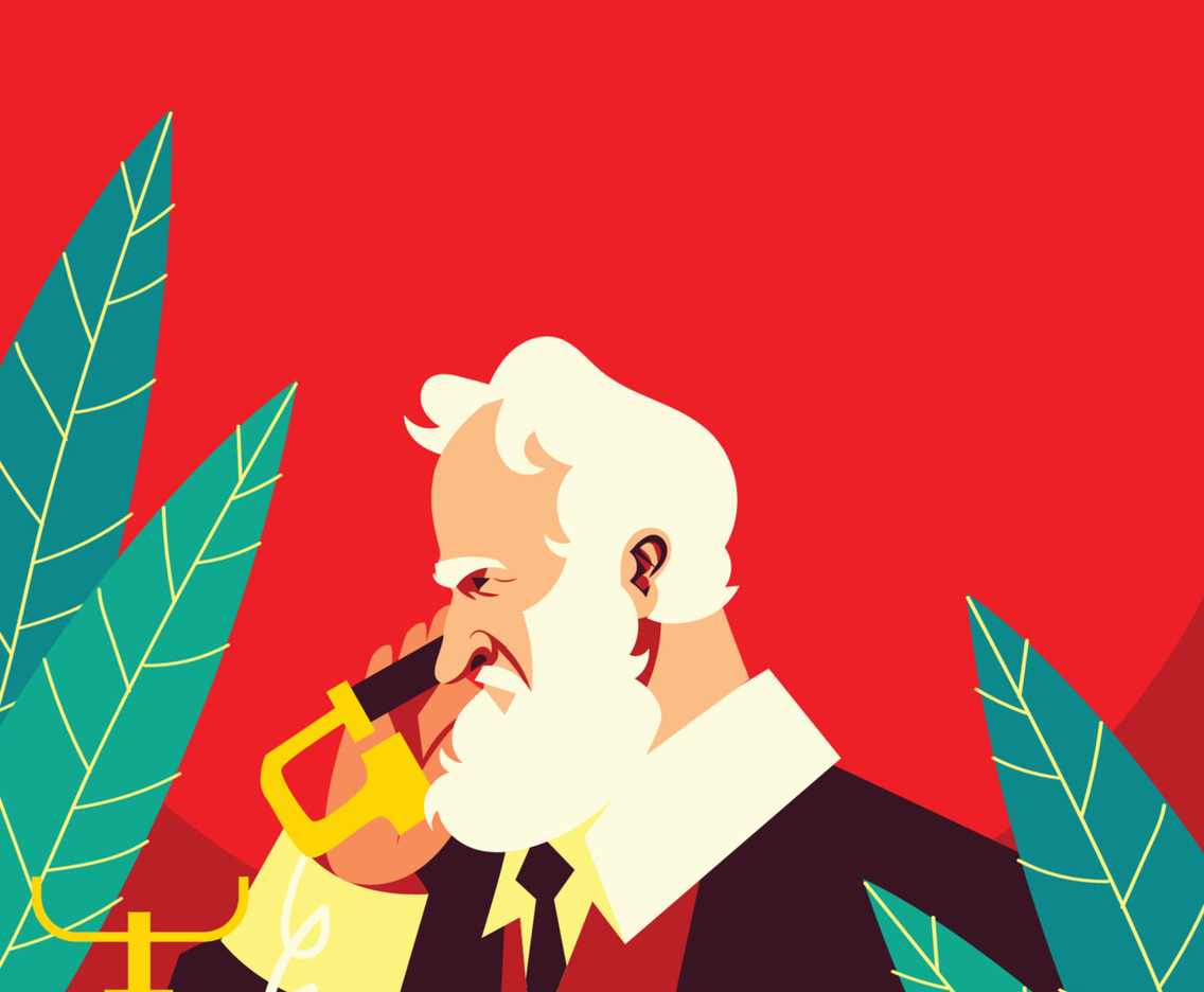 Alexander Graham Bell with His Phone Concept