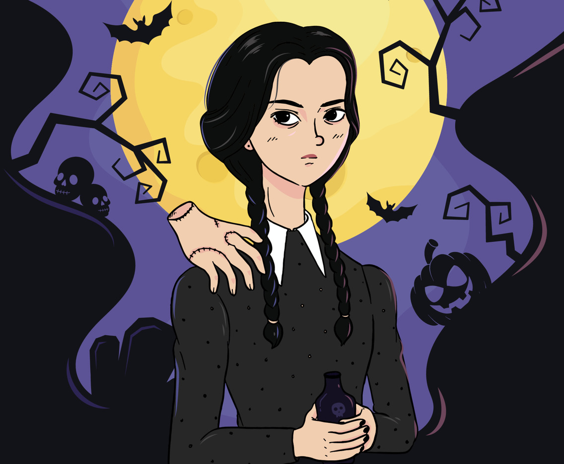 Girl with Black Braided Hair and Hand on Her Shoulder