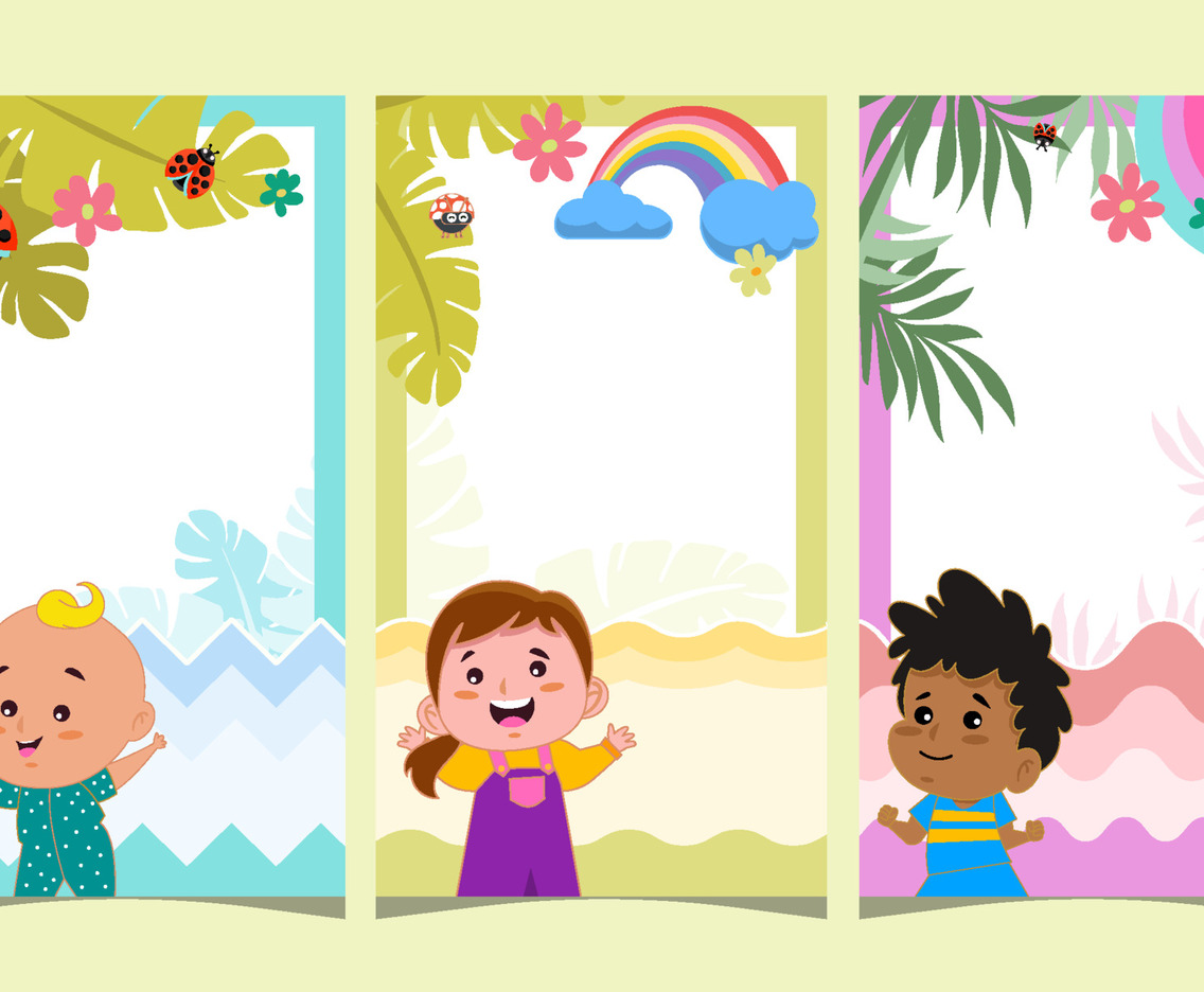 Colorful Baby And Animal Story Set Template