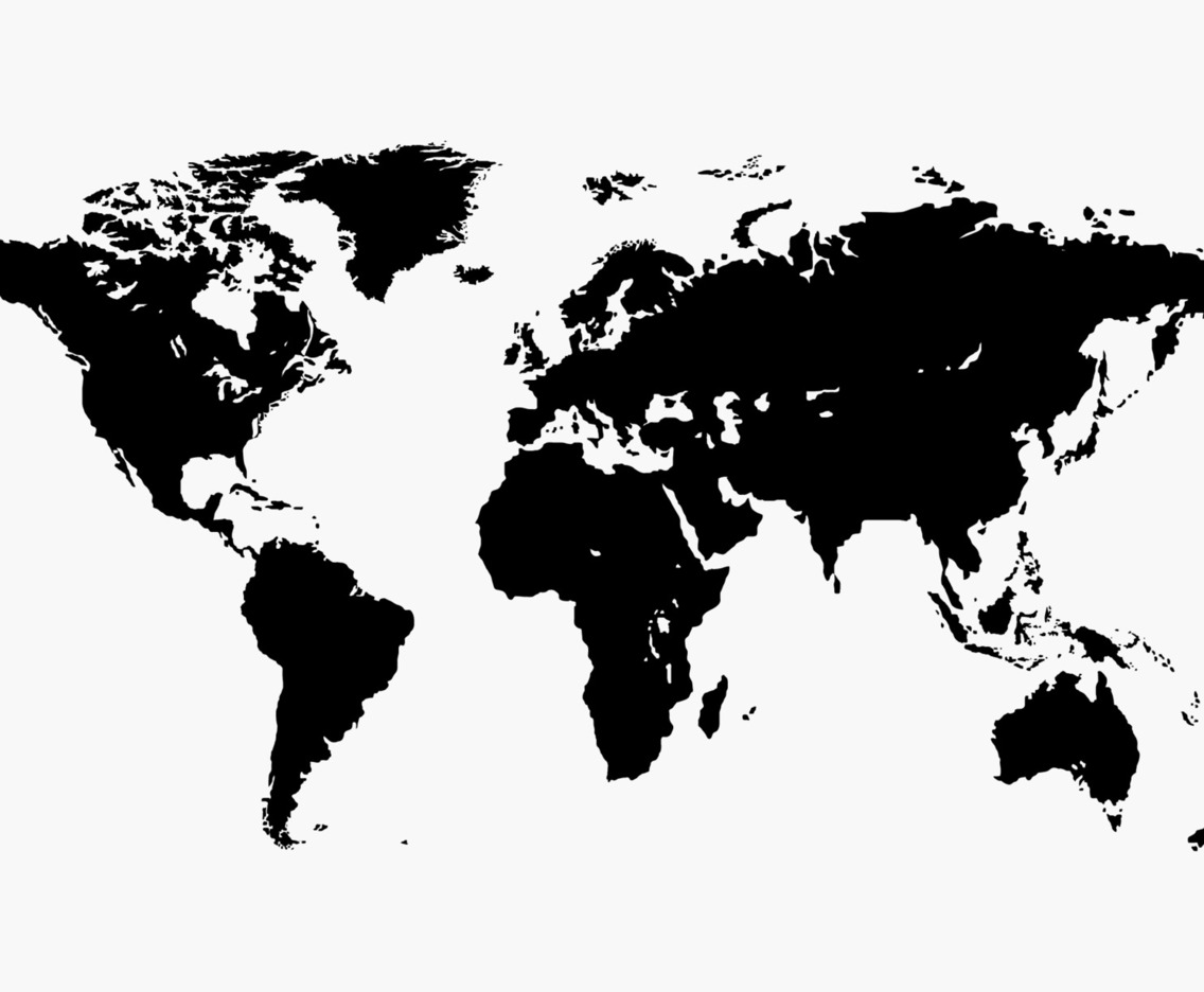 World Map Silhouette, Black and White World Map