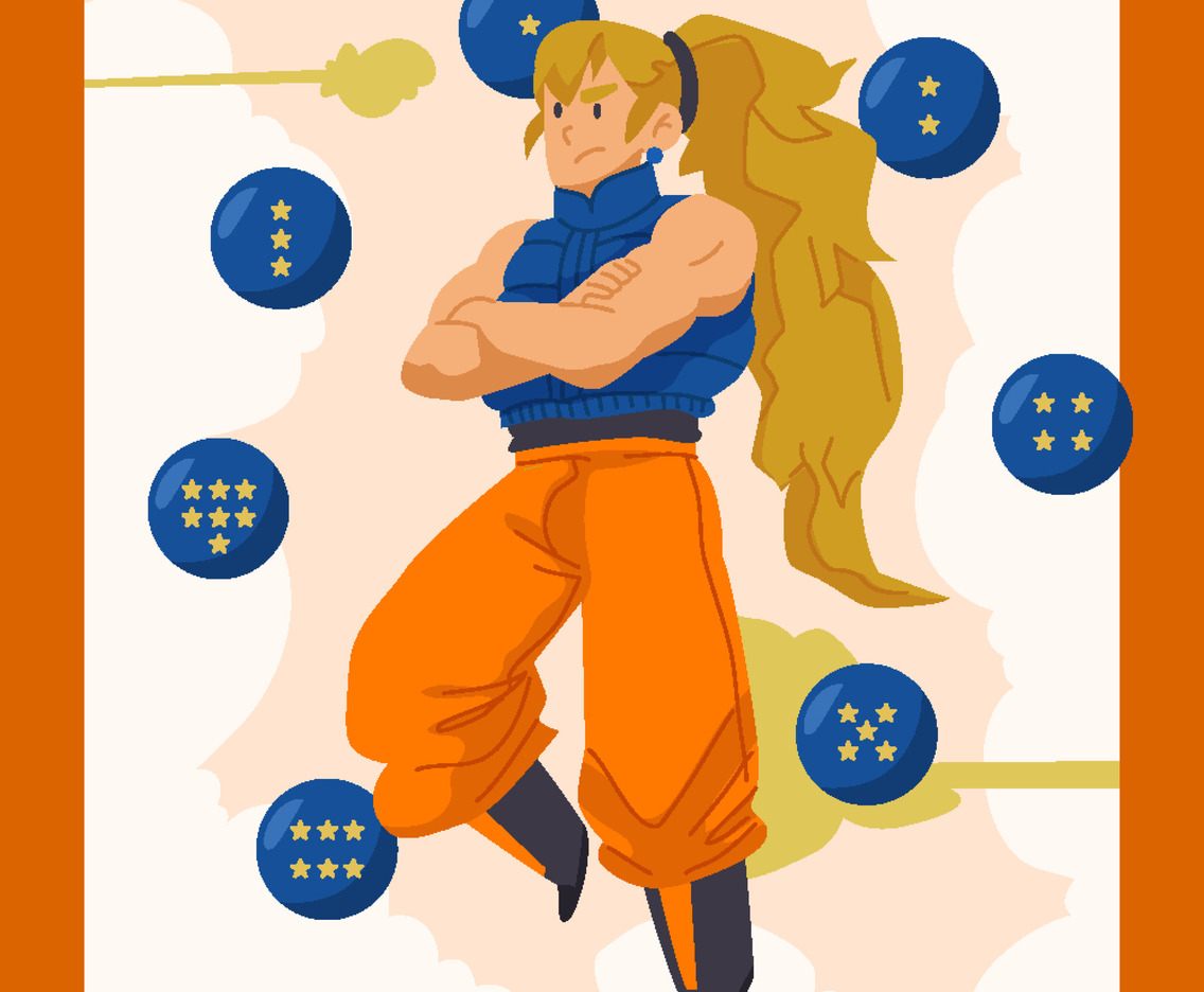 A Flying Blond Hair Hero with Balls Concept