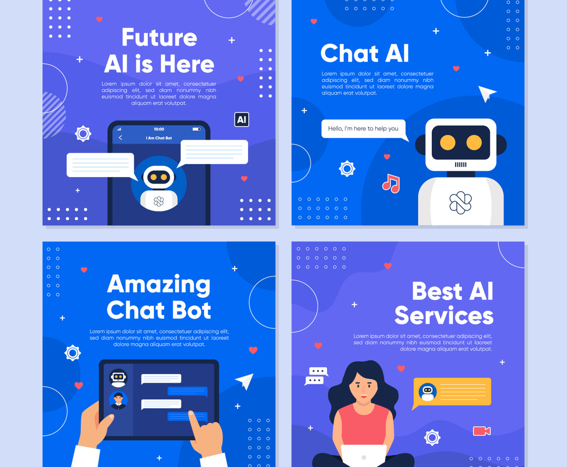 Chat AI Bot Social Media Post Template Set