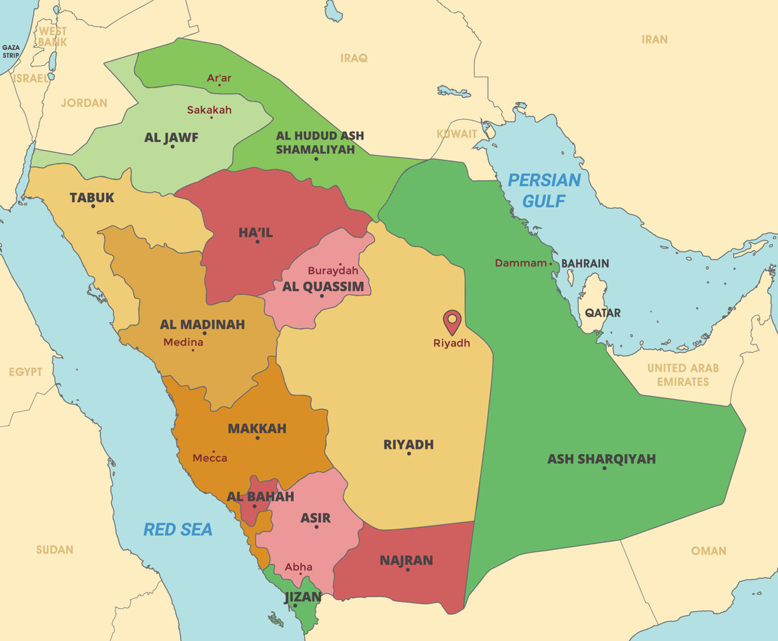 Detailed Country Map of Saudi Arabia