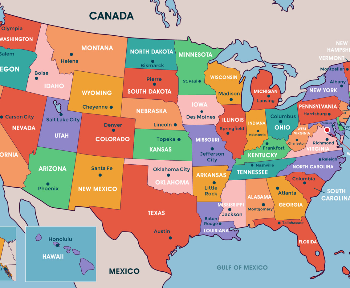 Country Map of United States of America