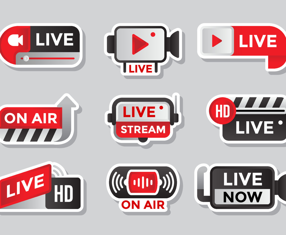 Set of video and Live Streaming Badge