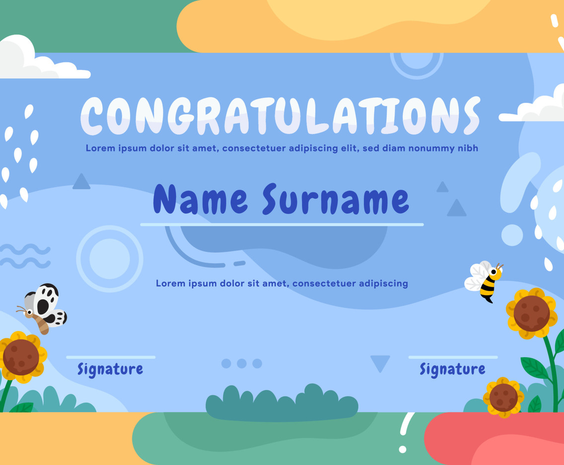 Cute and Colorful Children Certificate Template