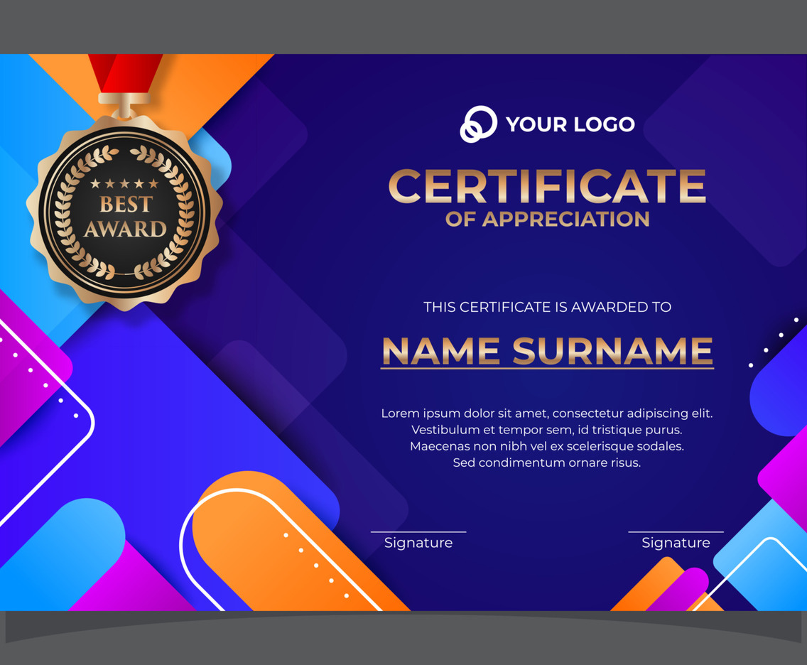 Modern Professional Certificate of Appreciation Template