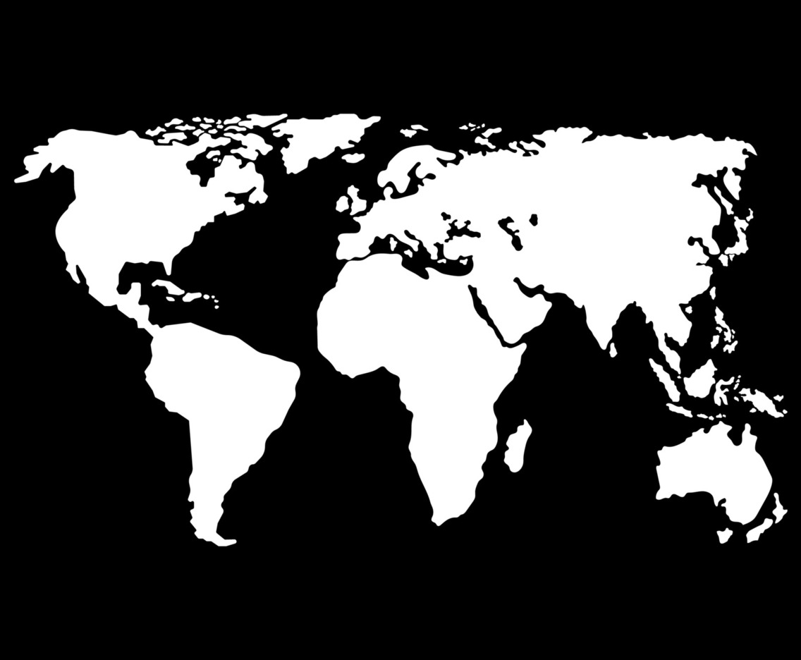 World Map Black and White Illustration