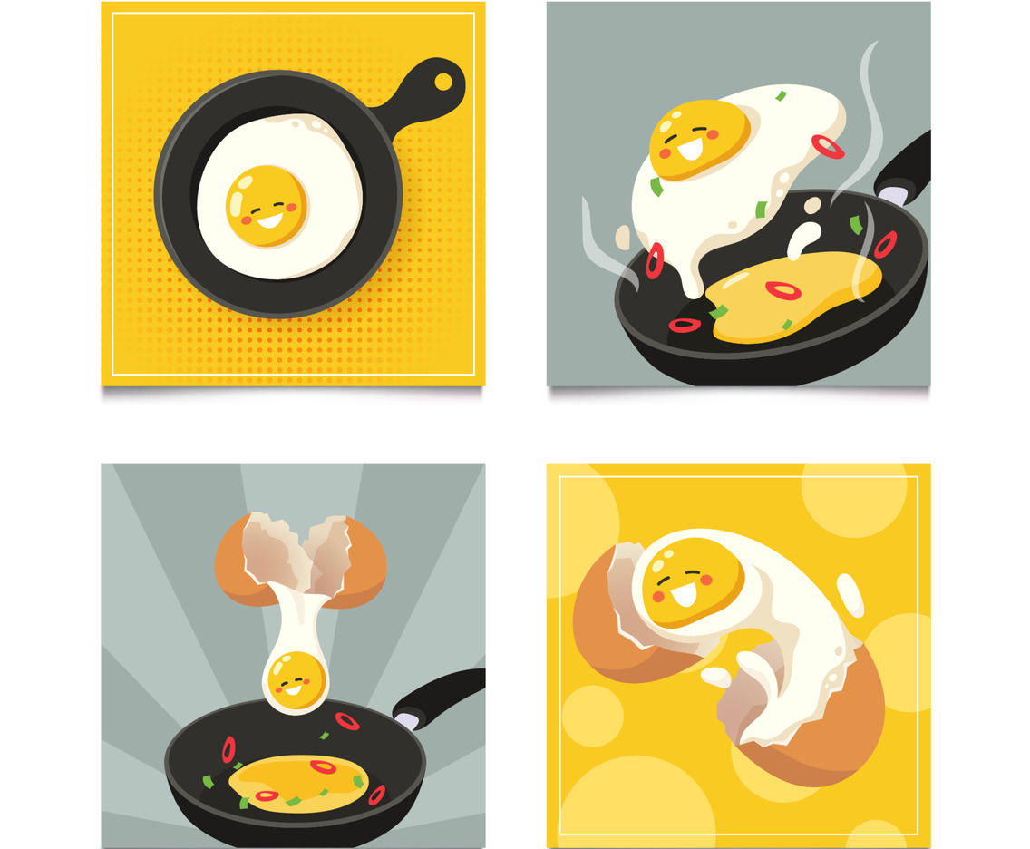 Set of Cute Egg Social Media Post
