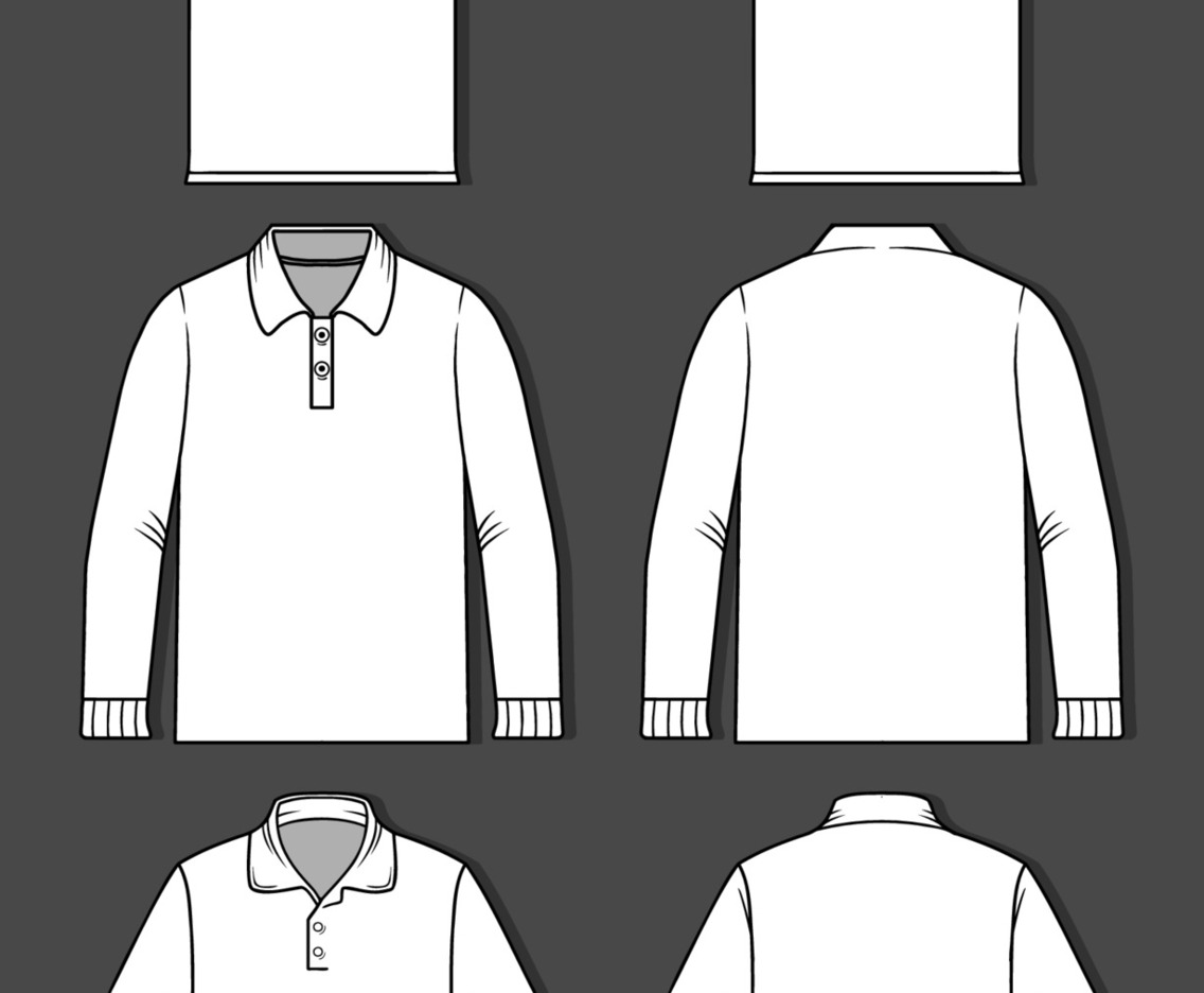 Outlined White Polo T-Shirt Mock Up