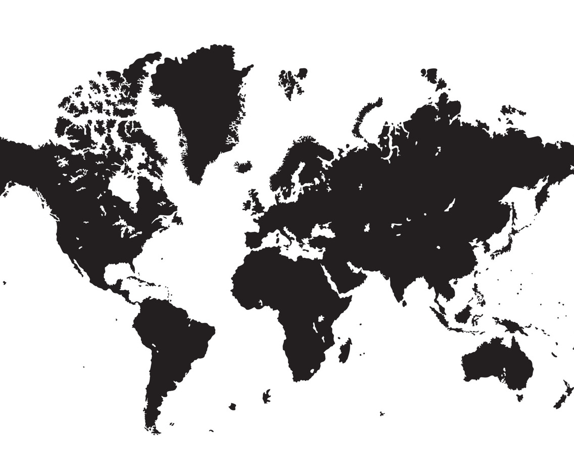 Simple Black And White World Map