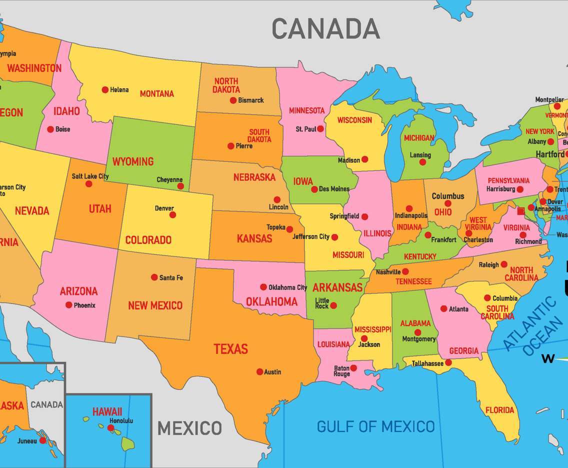 Country Map of Uinted States Of America Concept