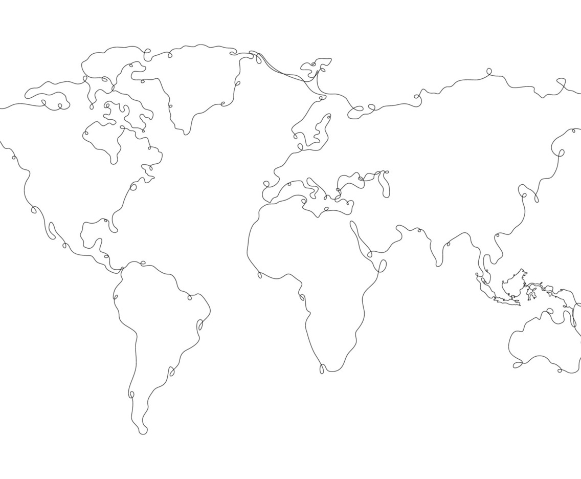 One Line Art Style World Map Background