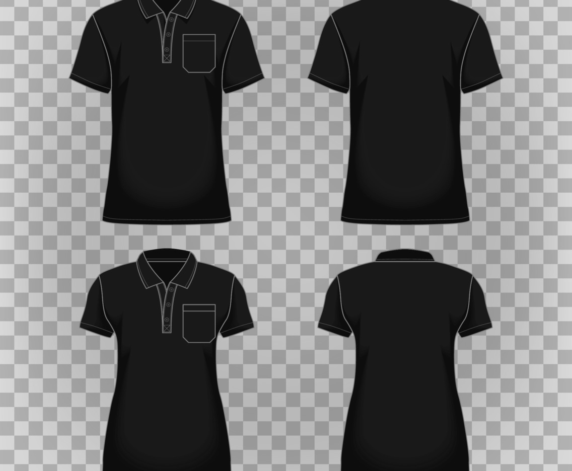 Outline Black Polo Shirt Template