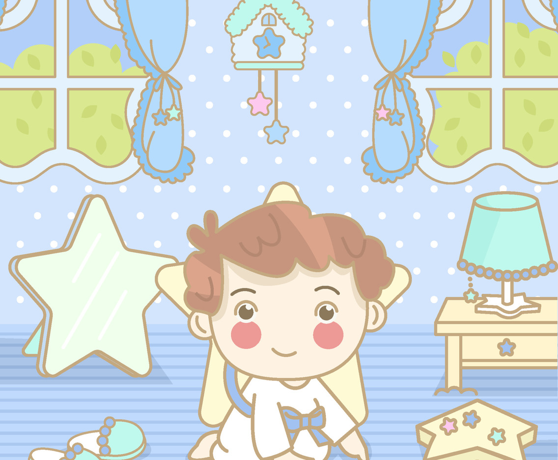 Cute Boy With Star in Bed Room Concept