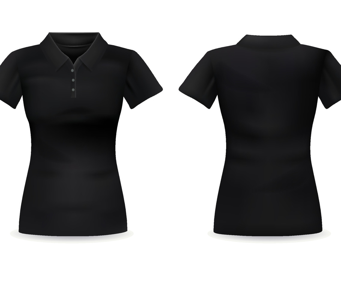 Set of 3D Black Polo Mockup For Woman