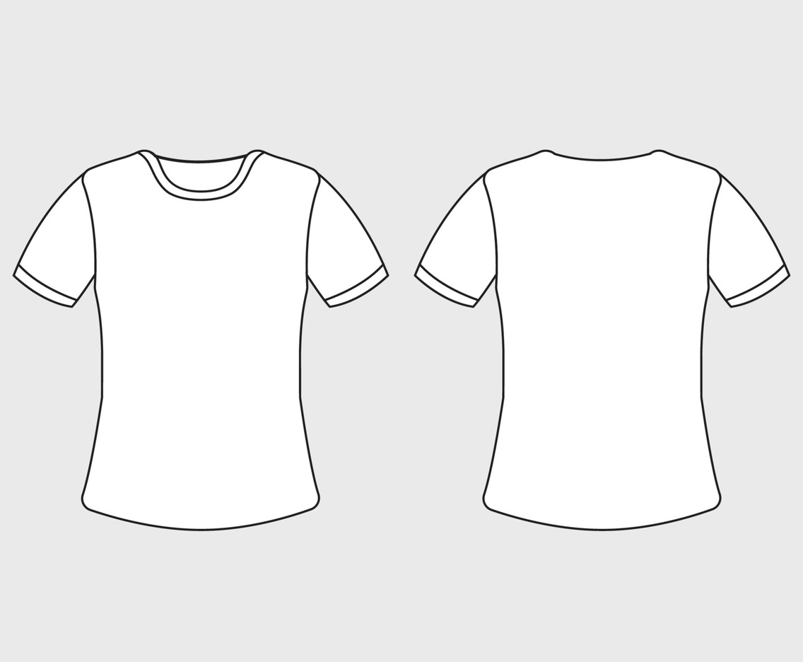 T-Shirt Black Outline Mock Up