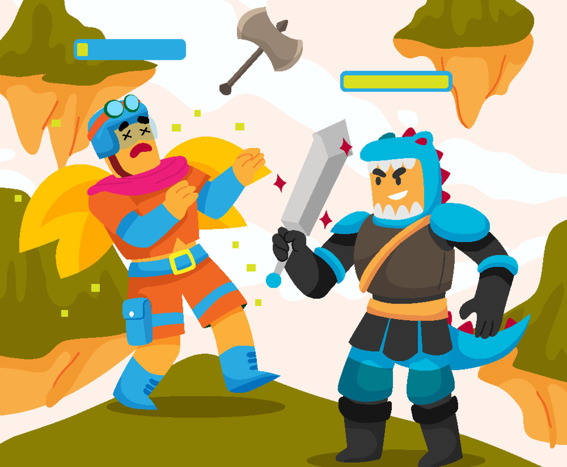 Cube Avatar Characters of Knight in Game Universe
