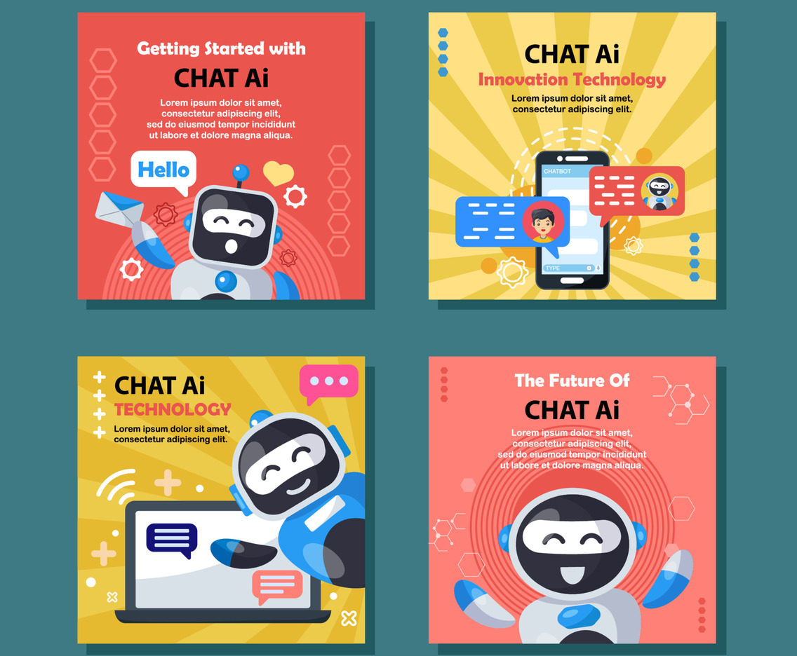 Social Media Post with Chatbot AI Concept