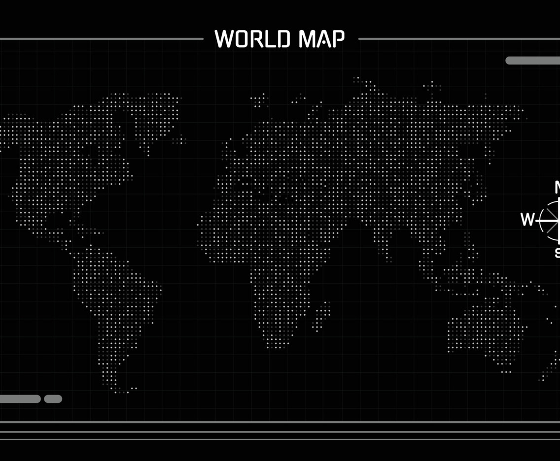 World Map in Black and White Dots