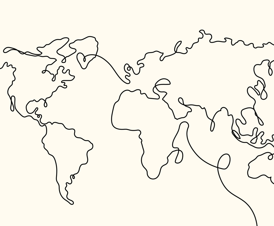 Simple One Stroke Art World Map