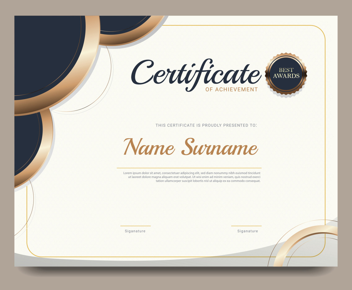 Minimalist Professional Gold Certificate