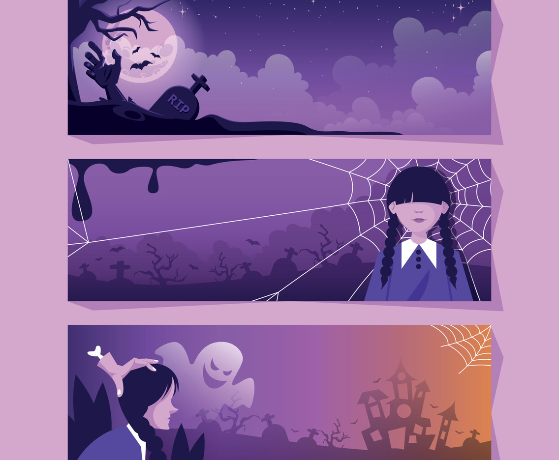 Girl at a Graveyard Banner Template