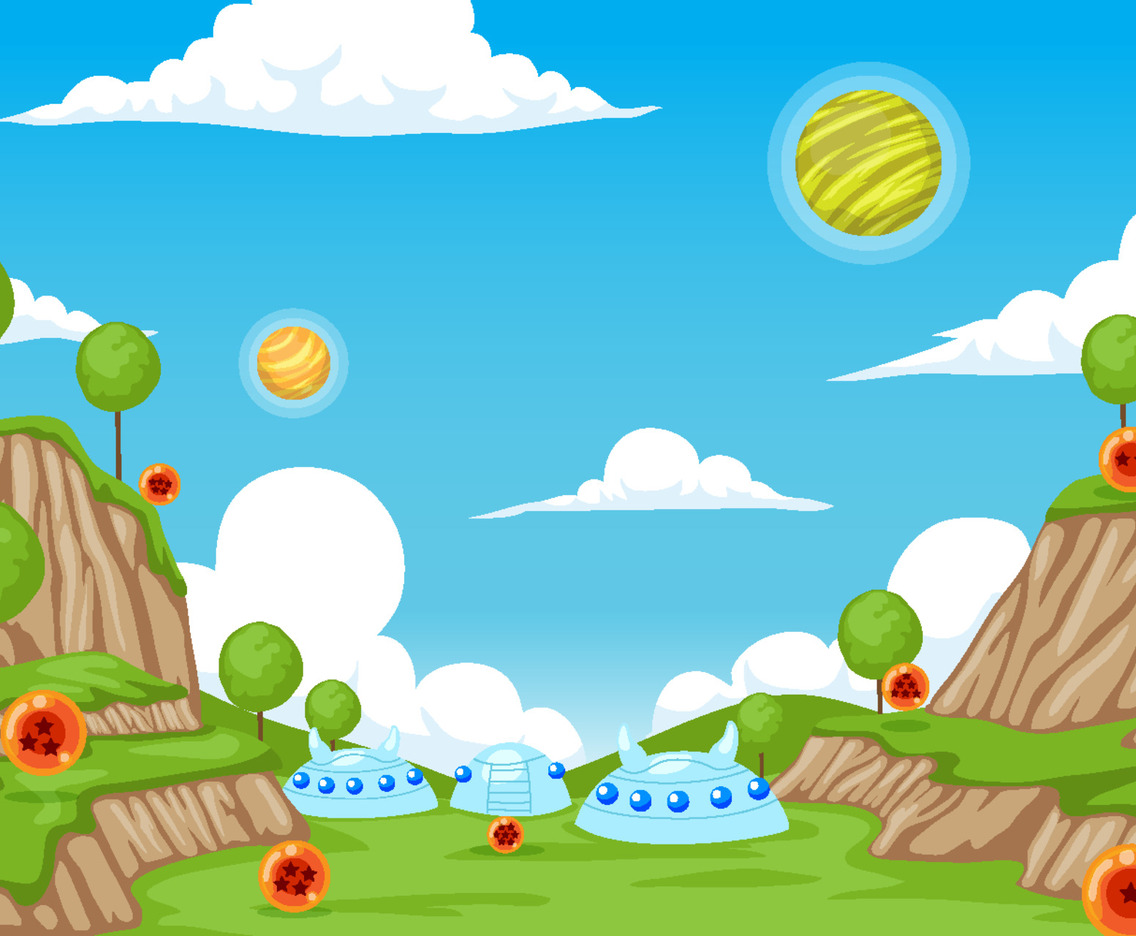 Nature Landscape with Flying Star Balls Concept