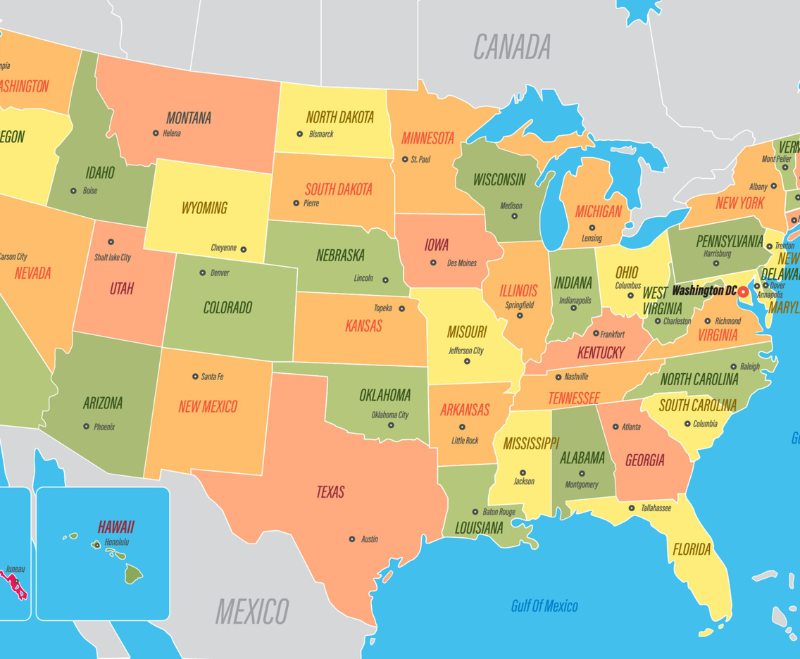 Map of United States of America