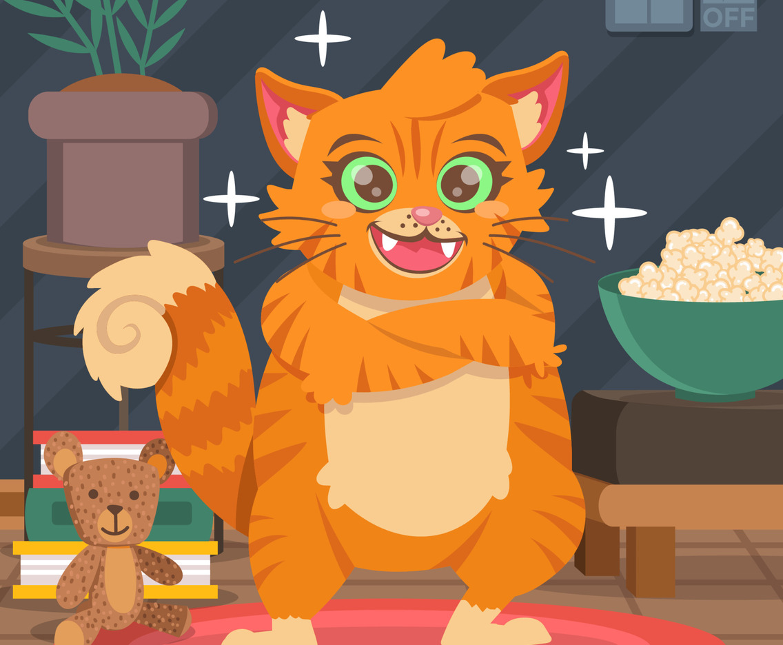 Orange Cat Pose at Home