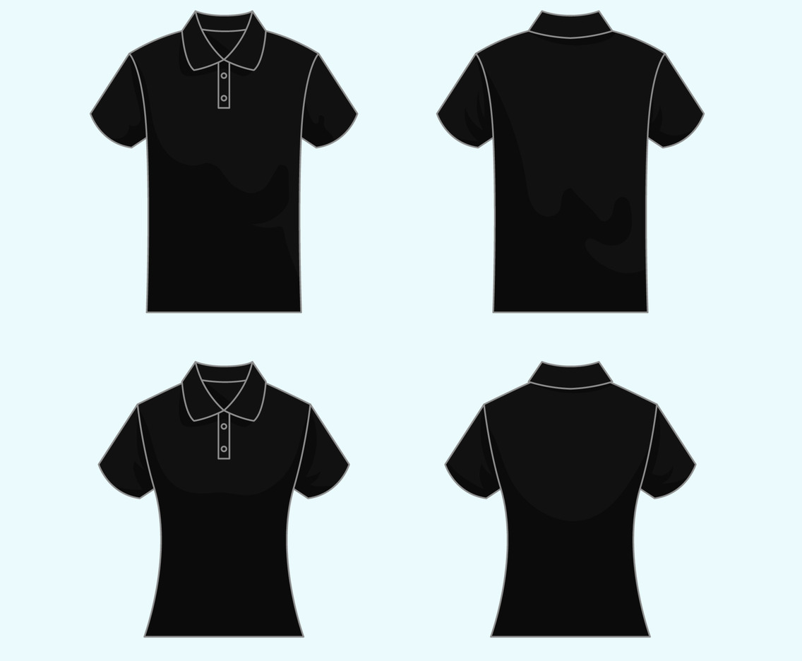 Black Polo Shirt Outline Mock Up