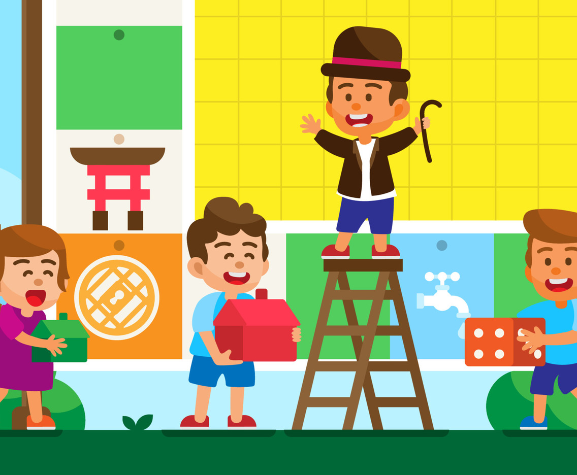 Kids Playing Board Games Concept