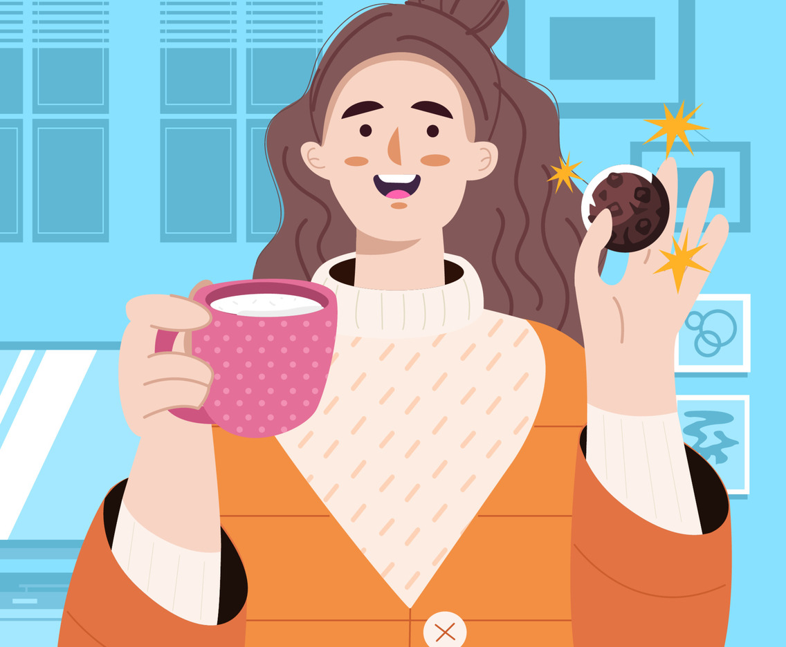 Women Enjoying Cookie And Milk Concept
