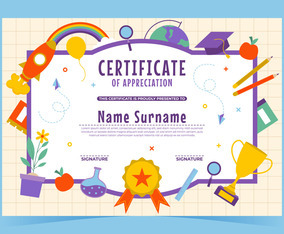 Certificate Template Of Appreciation For Children Vector Art & Graphics ...