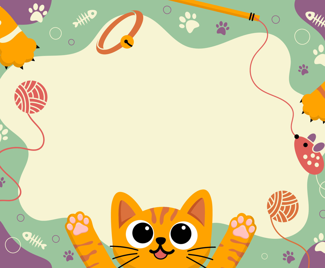 Background of Orange Cat Playing with Toys