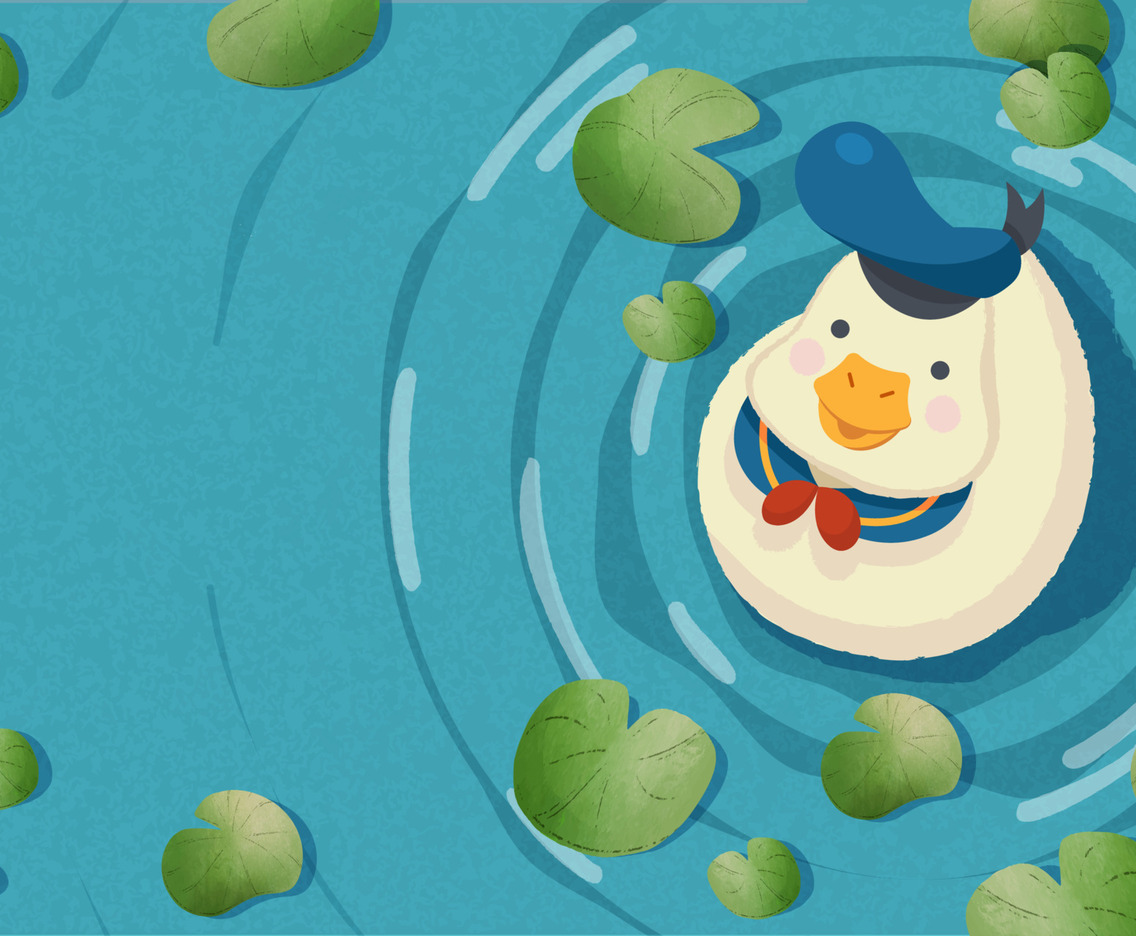 Background of White Duck in Sailor Outfit