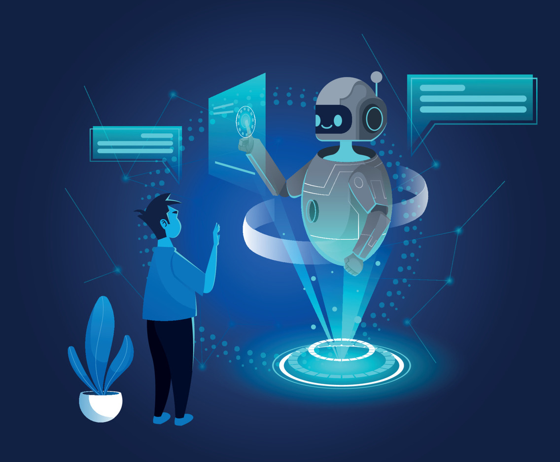 Interacting with Chatbot Technology Artificial Intelligence Concept