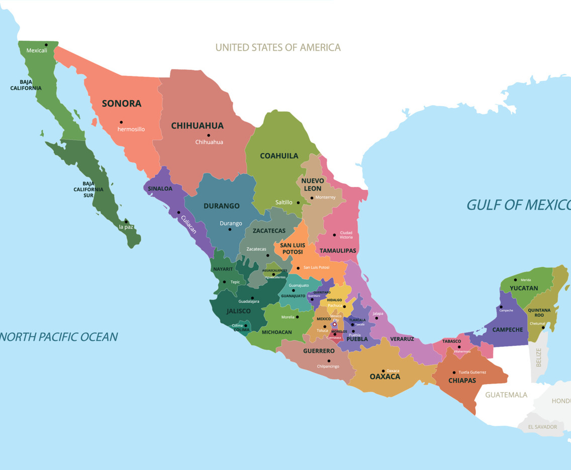 Mexico Detailed Country Map Design Concept