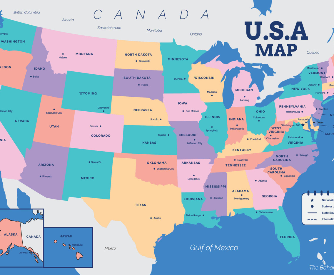 Detailed Map of USA